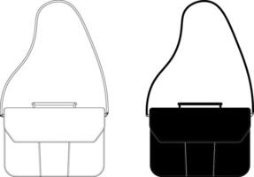 front view Satchel icon set vector