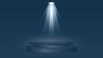 Elegant dark blue podium under spotlight perfect for product display presentations shows or advertising backdrops vector