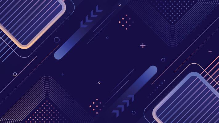 High tech abstract background in dark blue with neon gradients, geometric lines, and modern shapes. Ideal for digital themes, presentations, banners, and UI design projects.