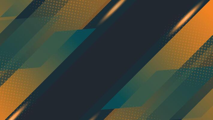 Dynamic abstract background with bold orange and teal diagonal shapes, halftone dot pattern, and layered composition. Perfect for tech, sports, and modern digital themes.