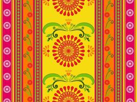 Colorful floral design on yellow background vector