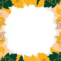 Square Autumn Leaves Frame Background in Flat Style vector