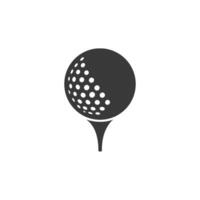 A black silhouette icon of a golf ball resting on a tee, ready for the initial shot. vector