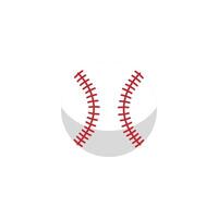 A flat design icon of a baseball with red stitching, representing the ball used in the sport. vector