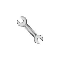 A cartoon icon of a silver wrench, symbolizing a tool for bike repairs and maintenance. vector