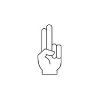 A line art icon of a referee's hand showing a two finger signal, possibly indicating a specific play or foul. vector