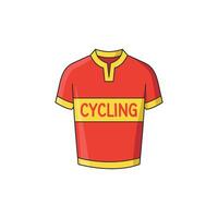 A cartoon icon of a red cycling jersey with CYCLING written on it, representing the uniform worn by cyclists. vector
