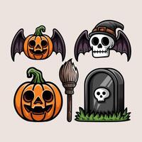 fun Halloween cartoon compilation colorful logo isolated drawing line style sketch classic vintage design illustration vector