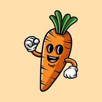 fun happy carrot colorful cartoon mascot character isolated drawing line style sketch classic vintage design illustration vector