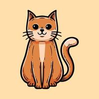 fun cartoon sitting cat colorful mascot isolated drawing line style sketch classic vintage design illustration vector