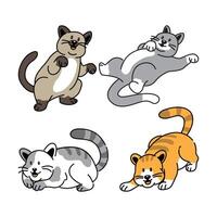 Four cartoon cats playing and lounging vector