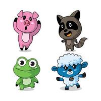 colorful cartoon animal characters vector