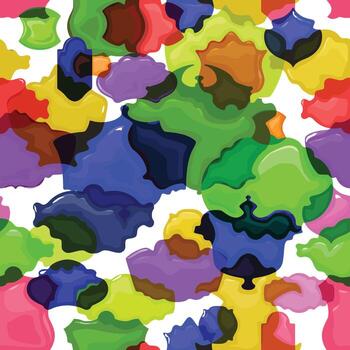 Seamless pattern of glass overlapped labels in different colors vector