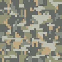 Digital camouflage seamless pattern. Green color tactical camo, background in military style. Khaki texture vector