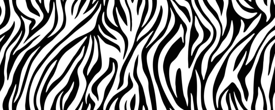 Zebra fur stripe skin, animal pattern. Repeating texture. Printing on fabric. Black and white seamless background vector