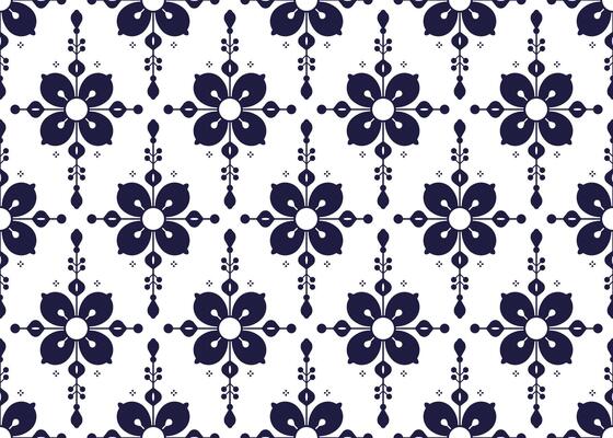 Floral, ethnic fabric seamless pattern, blue and white, Portuguese style, design for cloth, carpet, batik, wallpaper, wrapping etc.