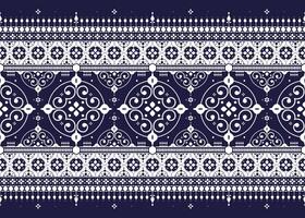 Decorative navy and white patterned design vector