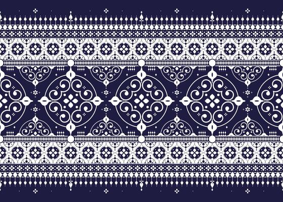 Portuguese style of ethnic fabric seamless pattern, blue and white style, design for cloth, carpet, batik, wallpaper, wrapping etc.