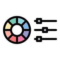 Color adjustment icon flat line style illustration representing image editing and visual enhancement, suitable for graphic design, photo editing, and digital content creation projects vector