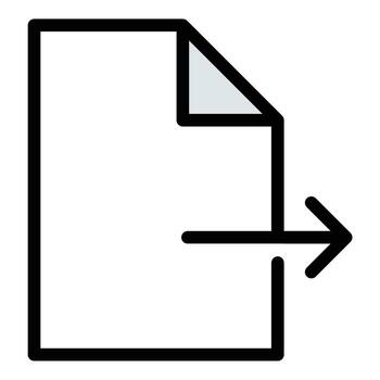 Document export icon flat line style illustration representing file sharing and data transfer, suitable for digital workflows, office applications, and business process projects vector