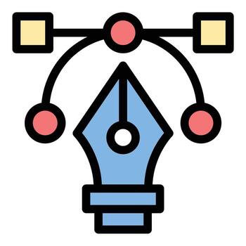 editor icon flat line style illustration representing scalable graphic design and precision illustration, suitable for logo creation, digital artwork, and professional design projects vector