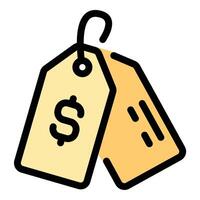 Price tag icon flat line style illustration representing product pricing and sales labeling, suitable for e-commerce platforms, retail stores, and promotional marketing projects vector