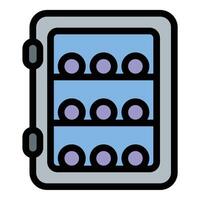 Wine cooler icon flat line style illustration representing beverage chilling and wine storage, suitable for winery services, hospitality promotions, and restaurant equipment projects vector