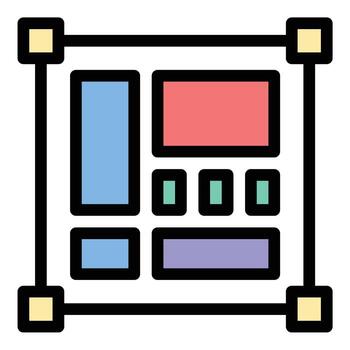 Layout icon flat line style illustration representing structured content arrangement and design organization, suitable for web design, print materials, and user interface projects vector