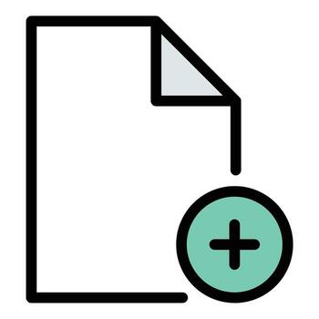 New document icon flat line style illustration representing file creation and content generation, suitable for office applications, productivity tools, and digital work platforms vector