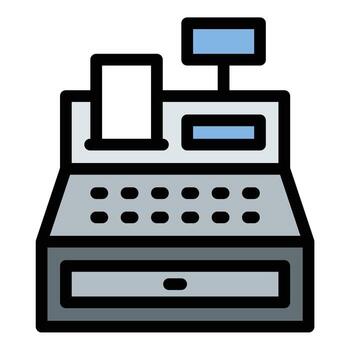 Cash machine icon flat line style illustration representing automated banking and cash withdrawal, suitable for financial services, ATM interfaces, and banking technology projects vector