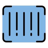 Barcode icon flat line style illustration representing product labeling and inventory management, suitable for retail packaging, logistics, and supply chain tracking systems vector