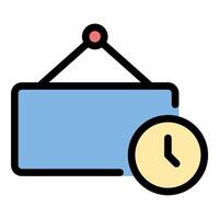 Opening hours icon flat line style illustration representing business schedules and service availability, suitable for store signage, digital directories, and customer information platforms vector