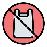 No plastic bags icon flat line style illustration representing environmental awareness and sustainable practices, suitable for eco-friendly campaigns, retail policies, and zero-waste projects vector