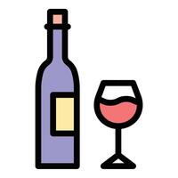 Wine icon flat line style illustration representing wine products and beverage services, suitable for winery branding, restaurant menus, and hospitality industry projects vector