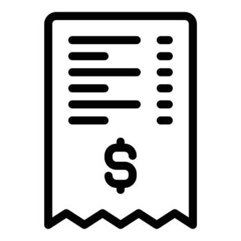 recibo icono plano línea estilo ilustración representando compra registros y transacción confirmaciones, adecuado para Al por menor sistemas, comercio electrónico plataformas, y financiero documentación proyectos vector