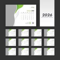 2026 desk calendar template design vector