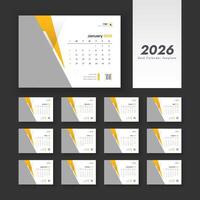2026 desk calendar template design vector