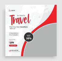 Travel and tour social media banner post template. Travel social media post template. Travel web banner or poster. Web banner ads for travel promotion banner. vector