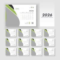 2026 desk calendar template design vector