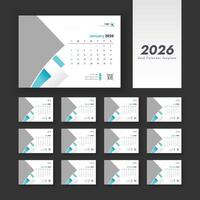 2026 desk calendar design template vector