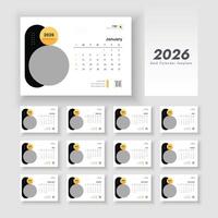 2026 desk calendar template design vector