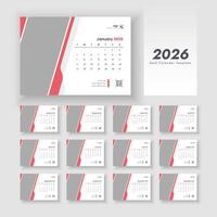 2026 desk calendar template design vector