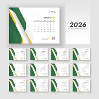 2026 desk calendar template vector