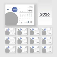 2026 desk calendar layout design vector