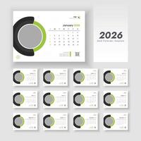 2026 desk calendar template design vector