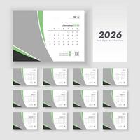 Creative desk calendar design 2026. Desk calendar with week start Sunday. layout of a desk calendar 2026. vector