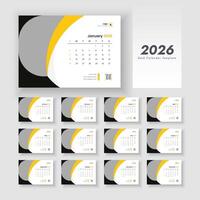 2026 desk calendar template design vector