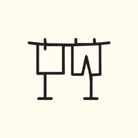 Laundry Line Fresh Clothing Minimalist Symbol Clean and Simple Look vector