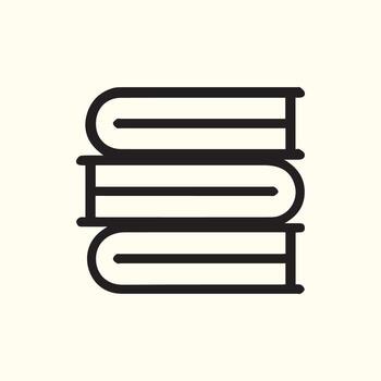Minimalist Stack of Three Books Outline Icon Learning Education Knowledge Symbol vector
