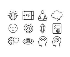 Icons of Mental Health Wellness Mindful Practices and Emotional Support vector